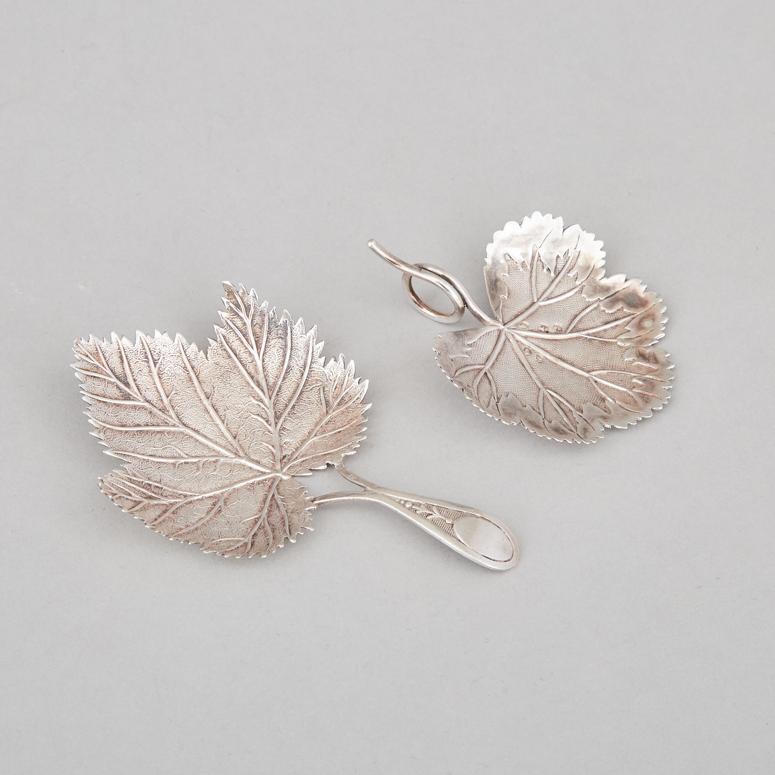 Two George III Silver Leaf Shaped Caddy Spoons, Matthew Linwood, Birmingham, 1807/08