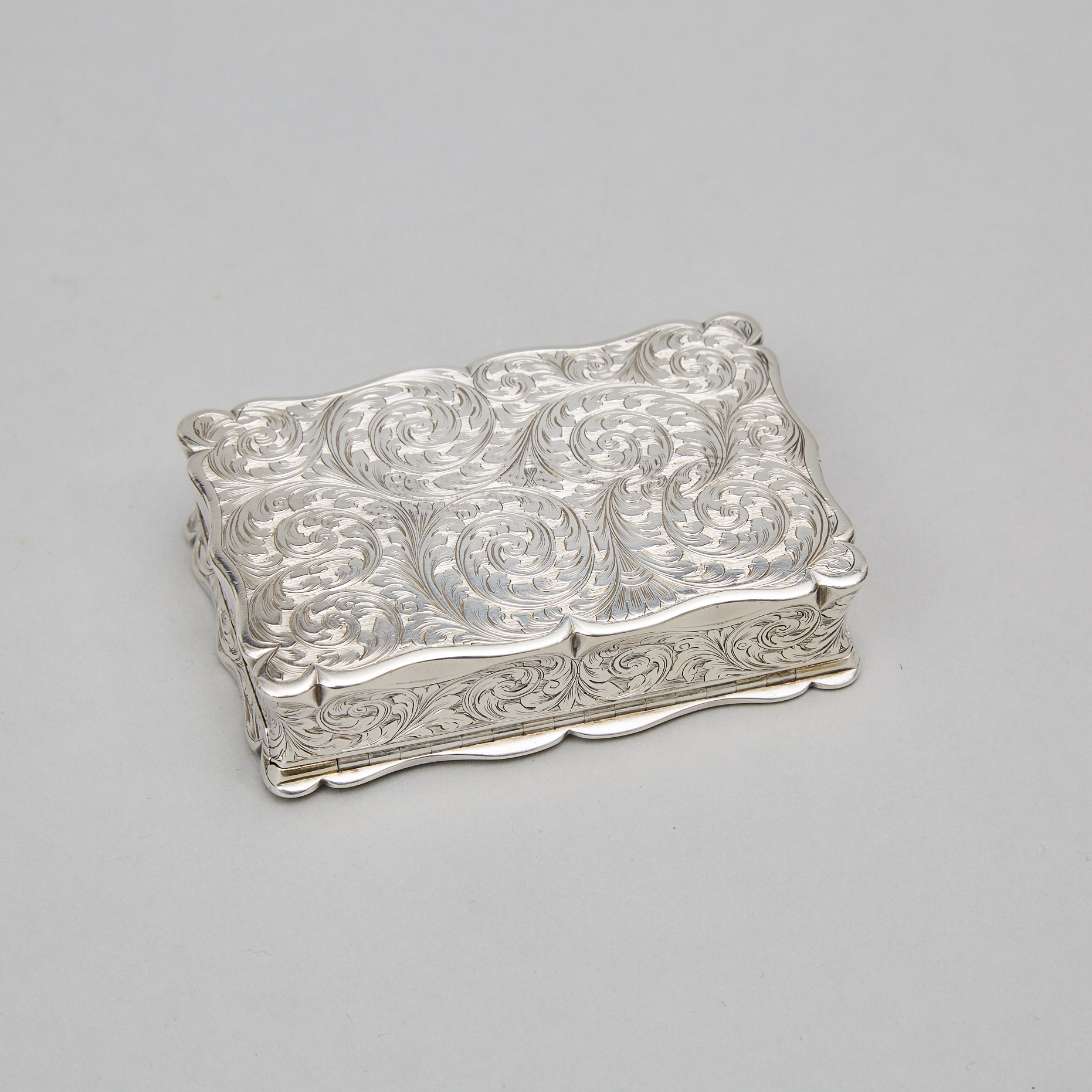 Victorian Silver Shaped Rectangular Table Snuff Box, Edward Smith, Birmingham, 1851