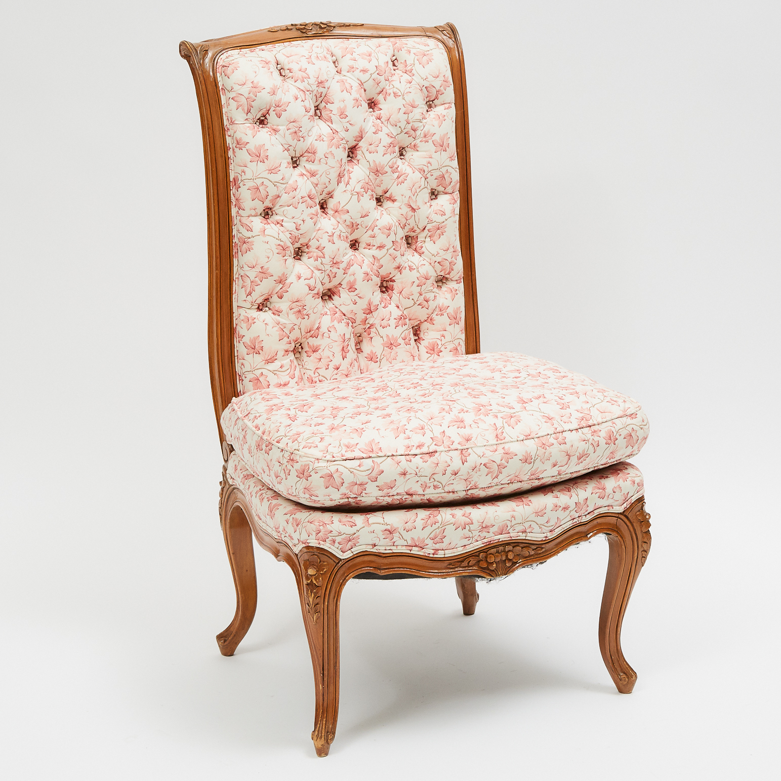 French Provincial Carved Walnut Slipper Chair, 19th/early 20th century
