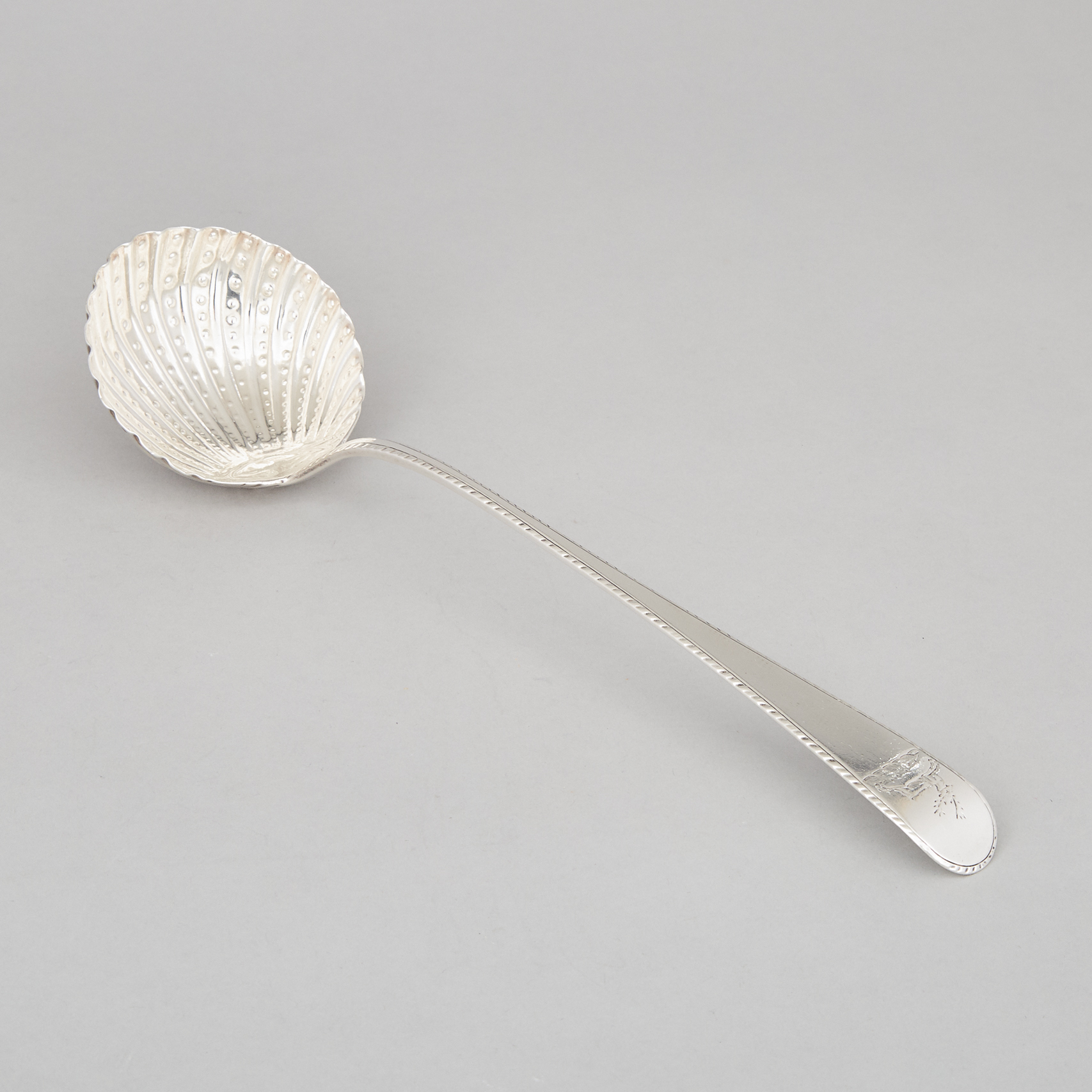 George III Silver Feather-Edged Old English Pattern Soup Ladle, Thomas Dene, London, 1766