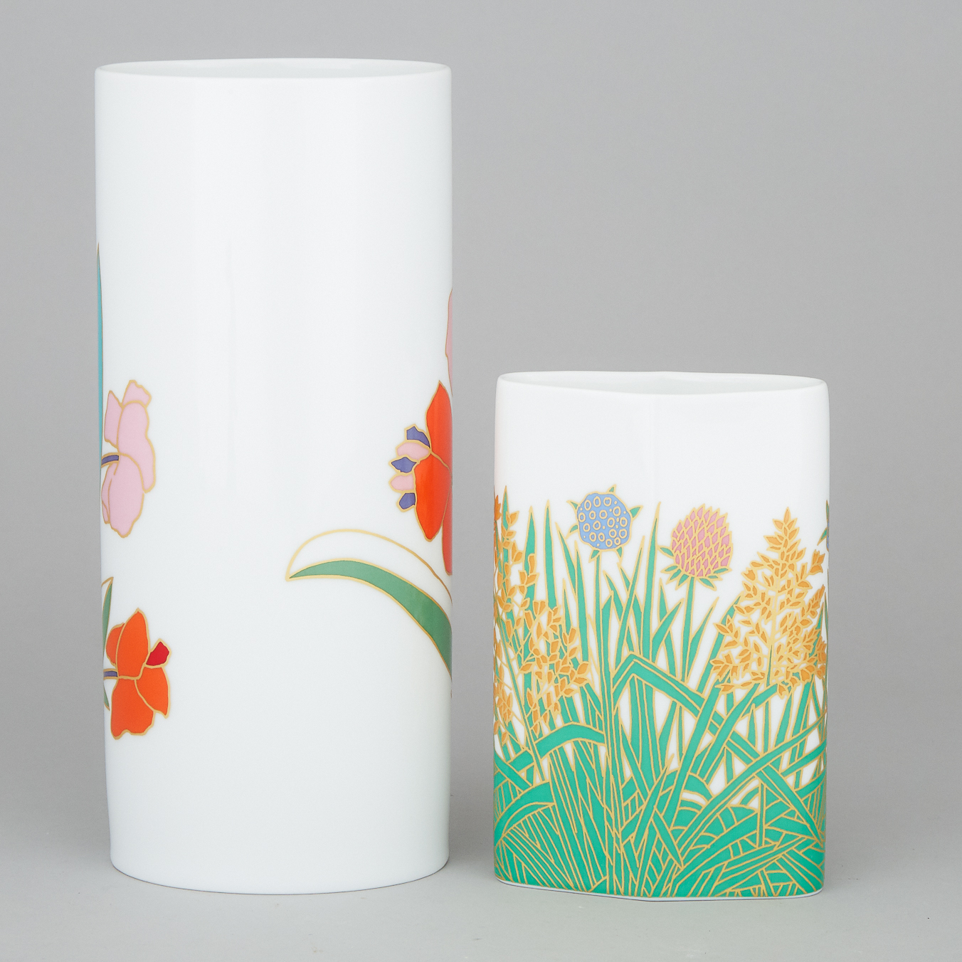 Two Rosenthal Floral Decorated Vases, c.1960