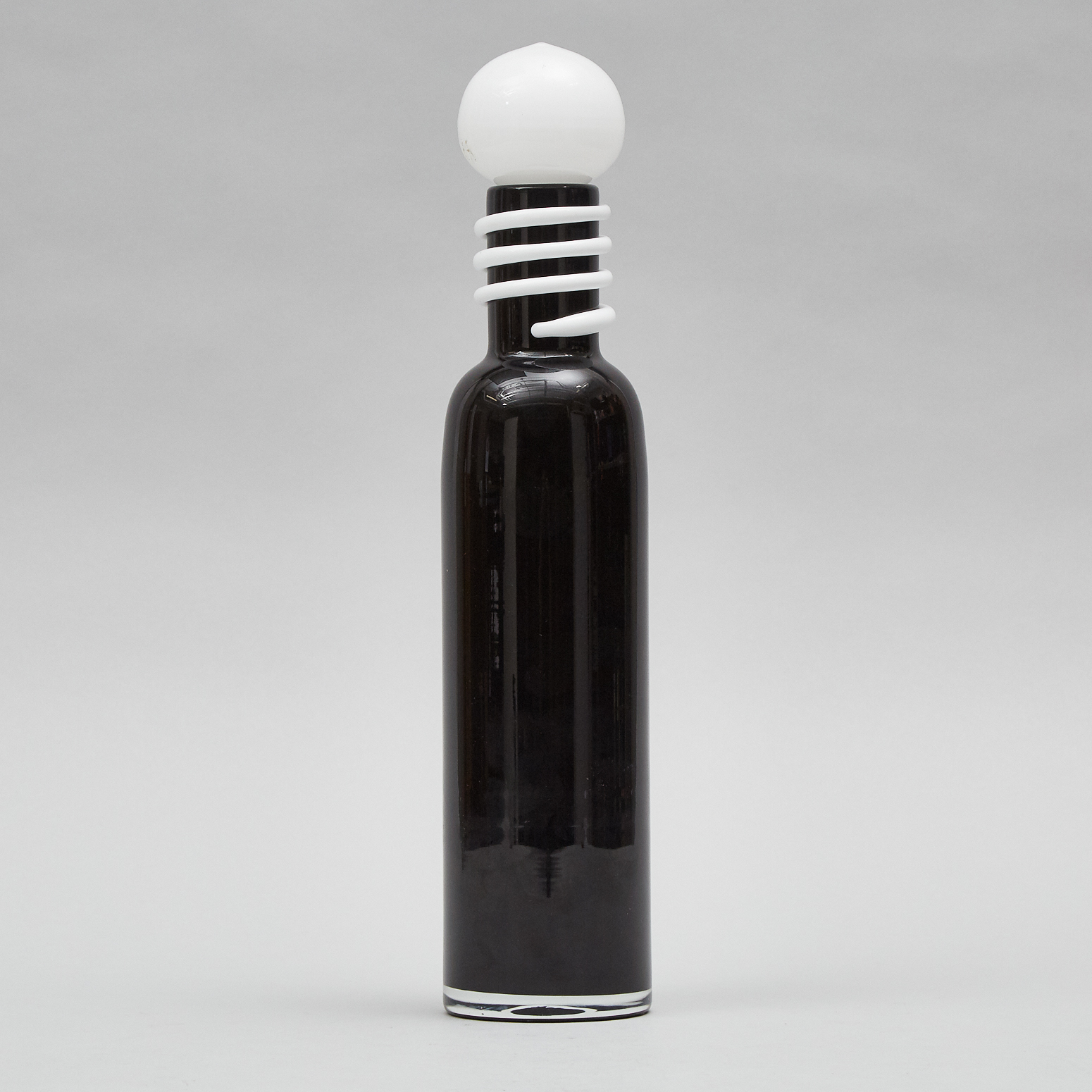 Black and Opaque White Glass Decanter with Stopper, possibly Czech, 20th century
