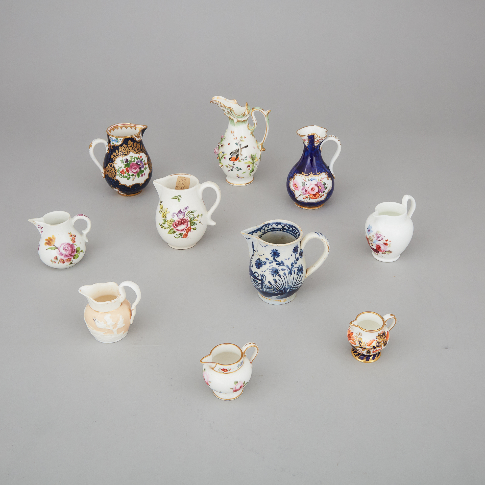 Ten English and Continental Porcelain and Pottery Small Cream Jugs, 19th century