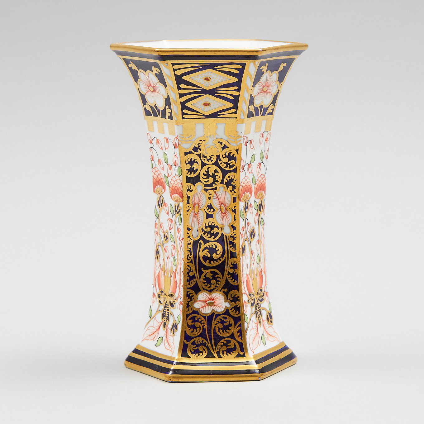 Royal Crown Derby Japan Pattern Hexagonal Vase, 1911