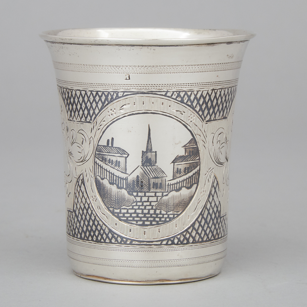 Russian Engraved and Nielloed Silver Beaker, Moscow, 1871