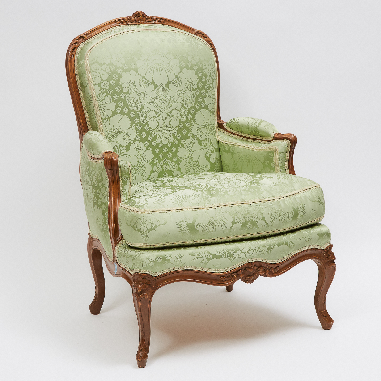 French Provincial Carved Walnut Bergere, 19th/early 20th century