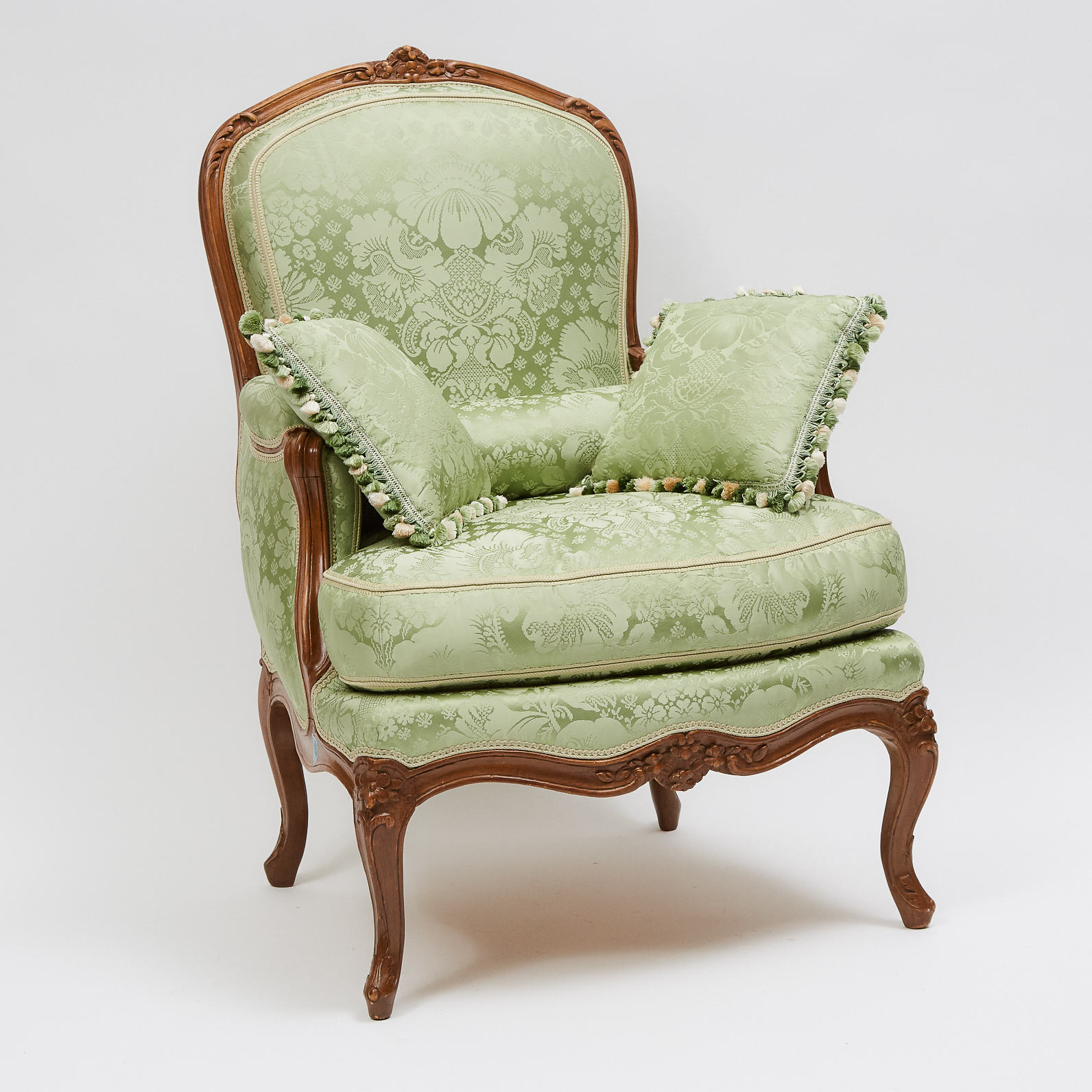 French Provincial Carved Walnut Bergere, 19th/early 20th century