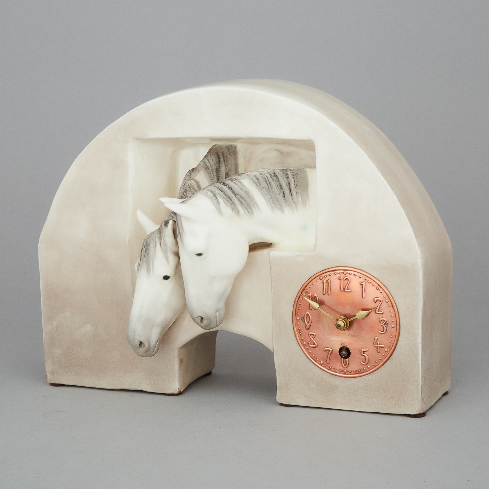 Austrian Pottery Cased Mantel Clock, Ernst Borsdorf, c.1910