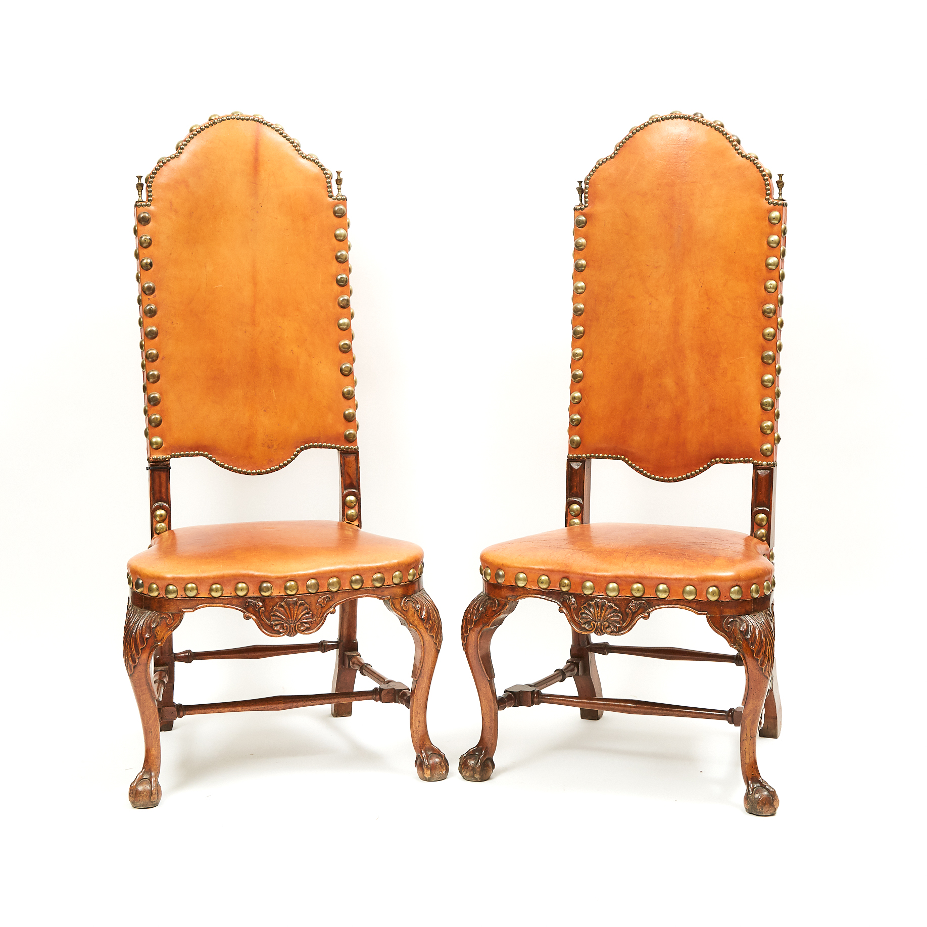 Pair of George I Style Walnut Side Chairs, 19th century