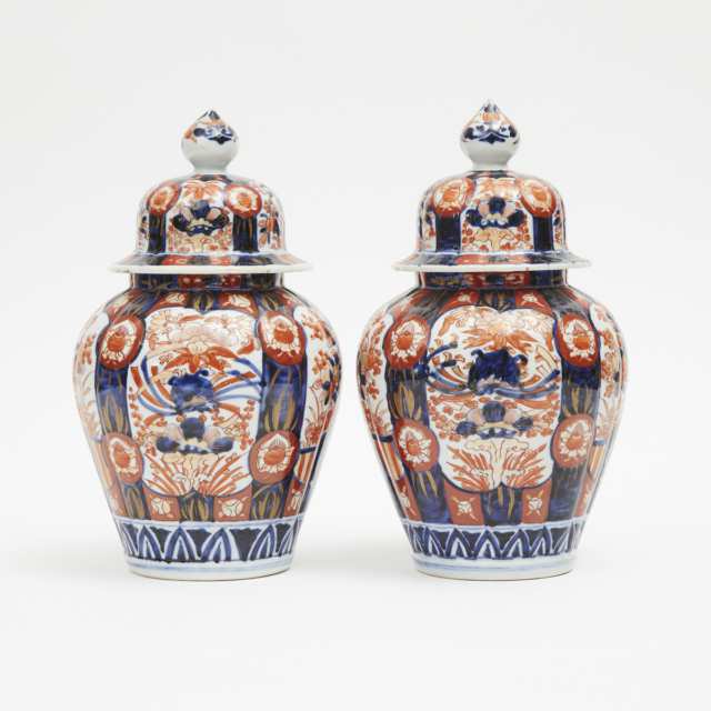 A Pair of Japanese Imari Covered Jars