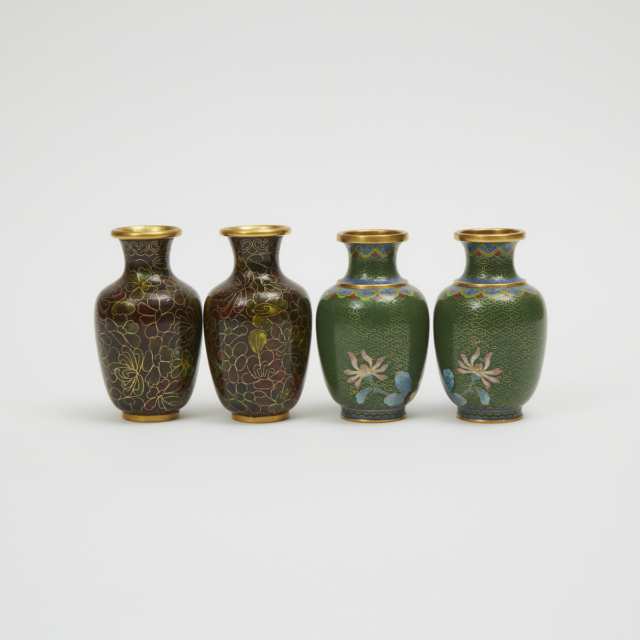 A Group of Four Miniature Cloisonné Vases