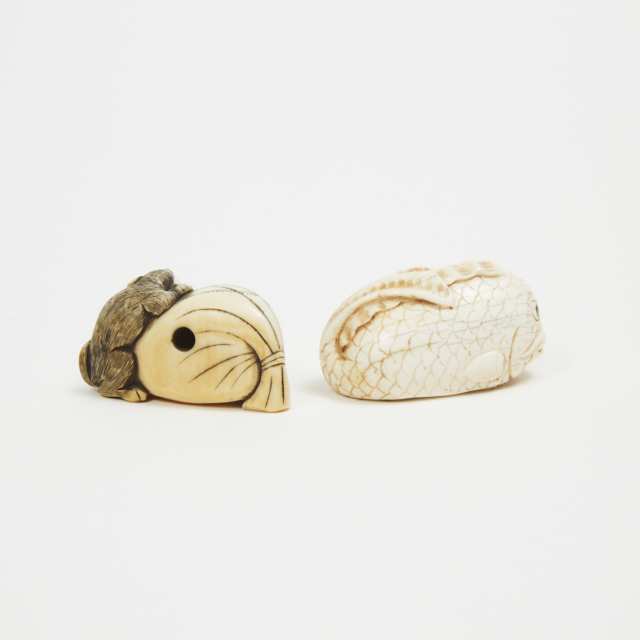 Two Ivory Carved Animal Netsuke, One Signed Seiun, 18th Century and Later