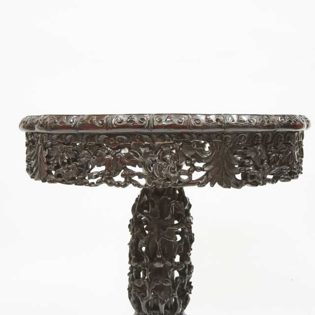A Chinese Marble Inlaid Side Table, Late 19th/Early 20th Century