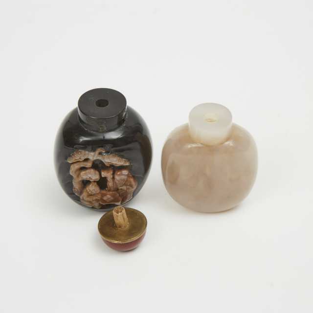 Two Agate Carved Snuff Bottles