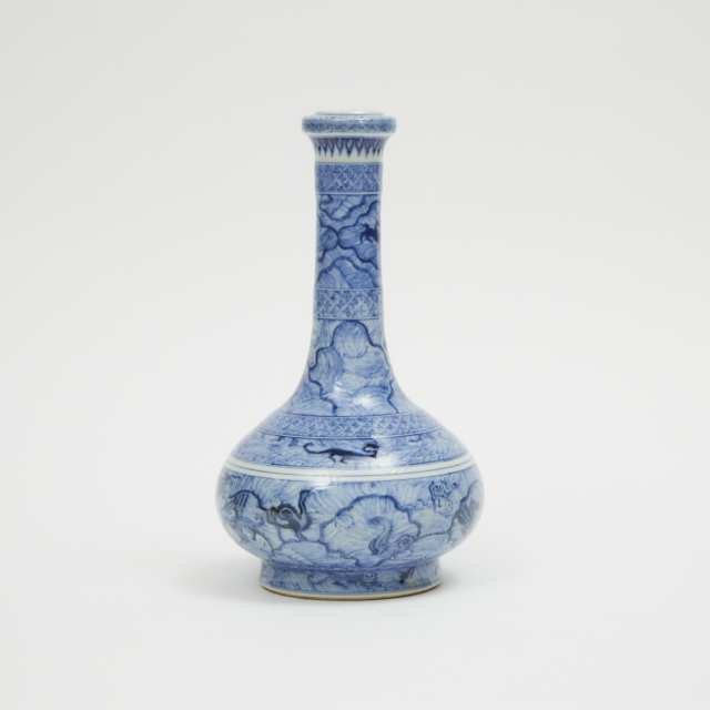 A Blue and White Bottle Vase, Kangxi Mark