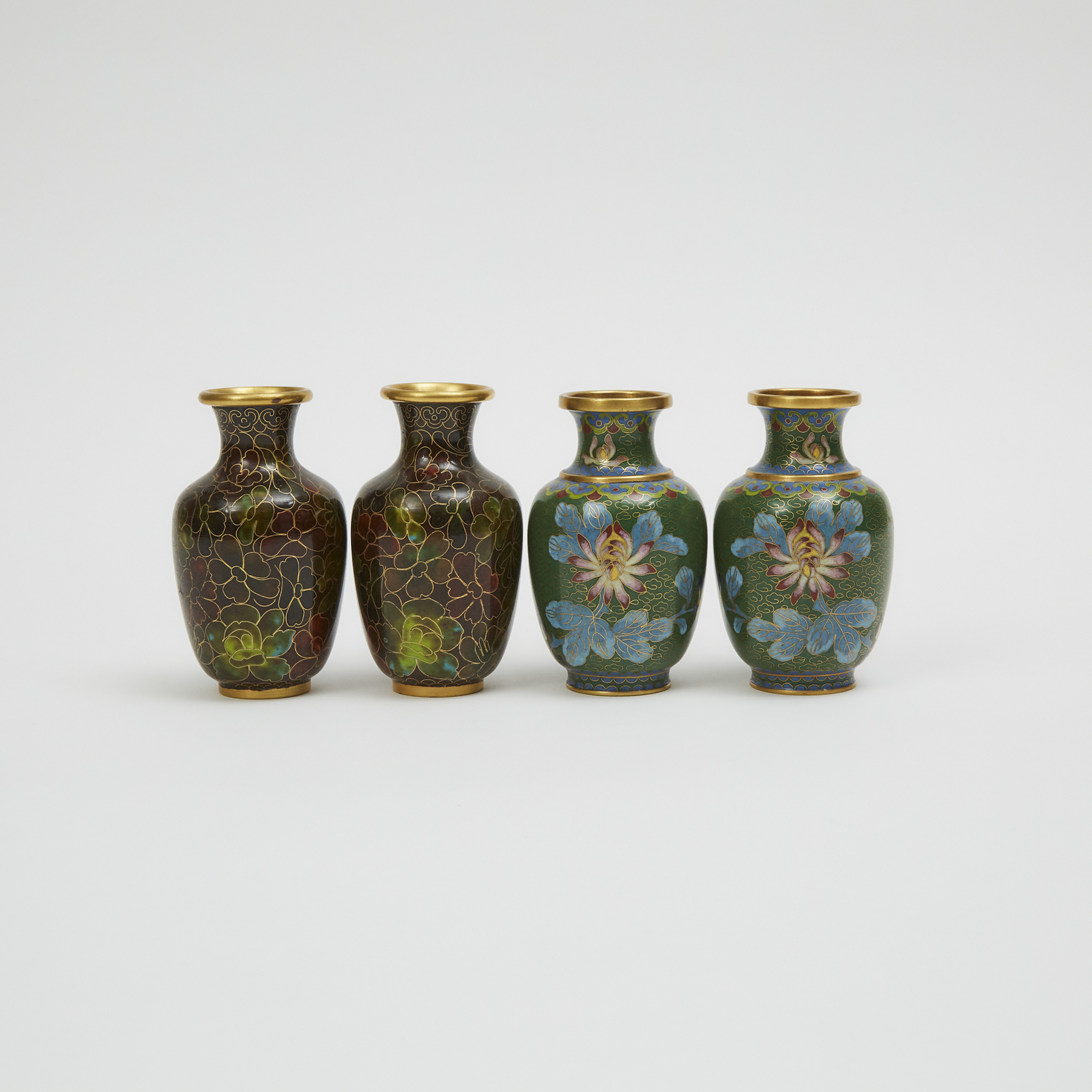 A Group of Four Miniature Cloisonné Vases