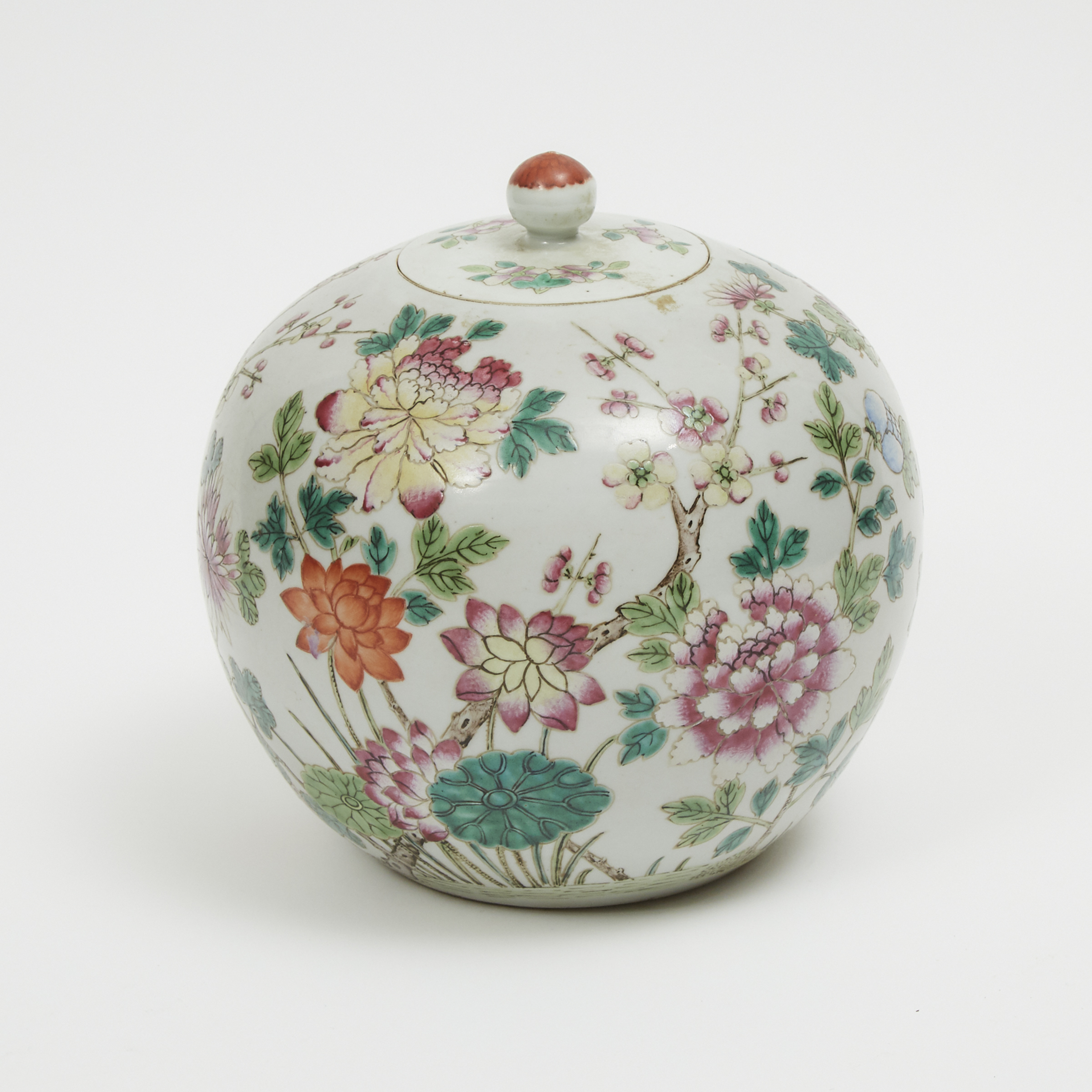 A Famille Rose Ginger Jar and Cover