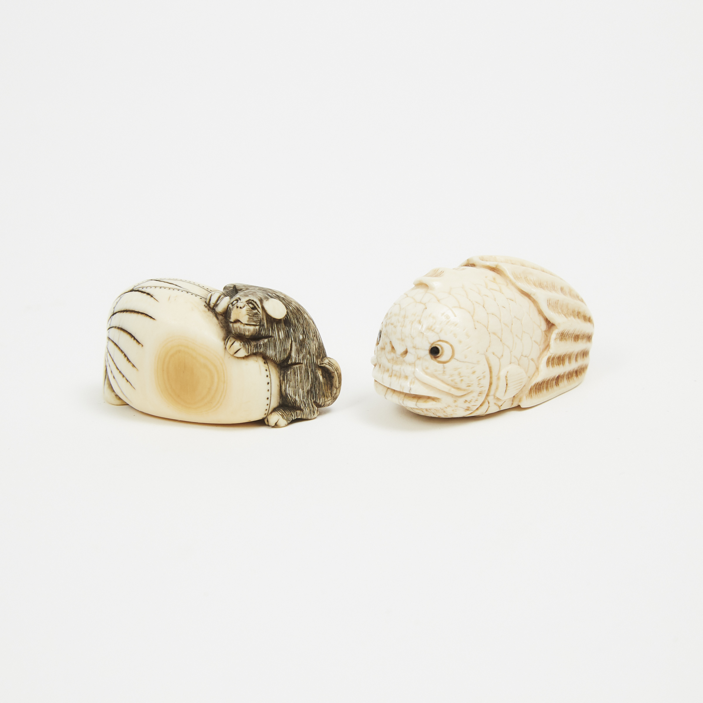 Two Ivory Carved Animal Netsuke, One Signed Seiun, 18th Century and Later