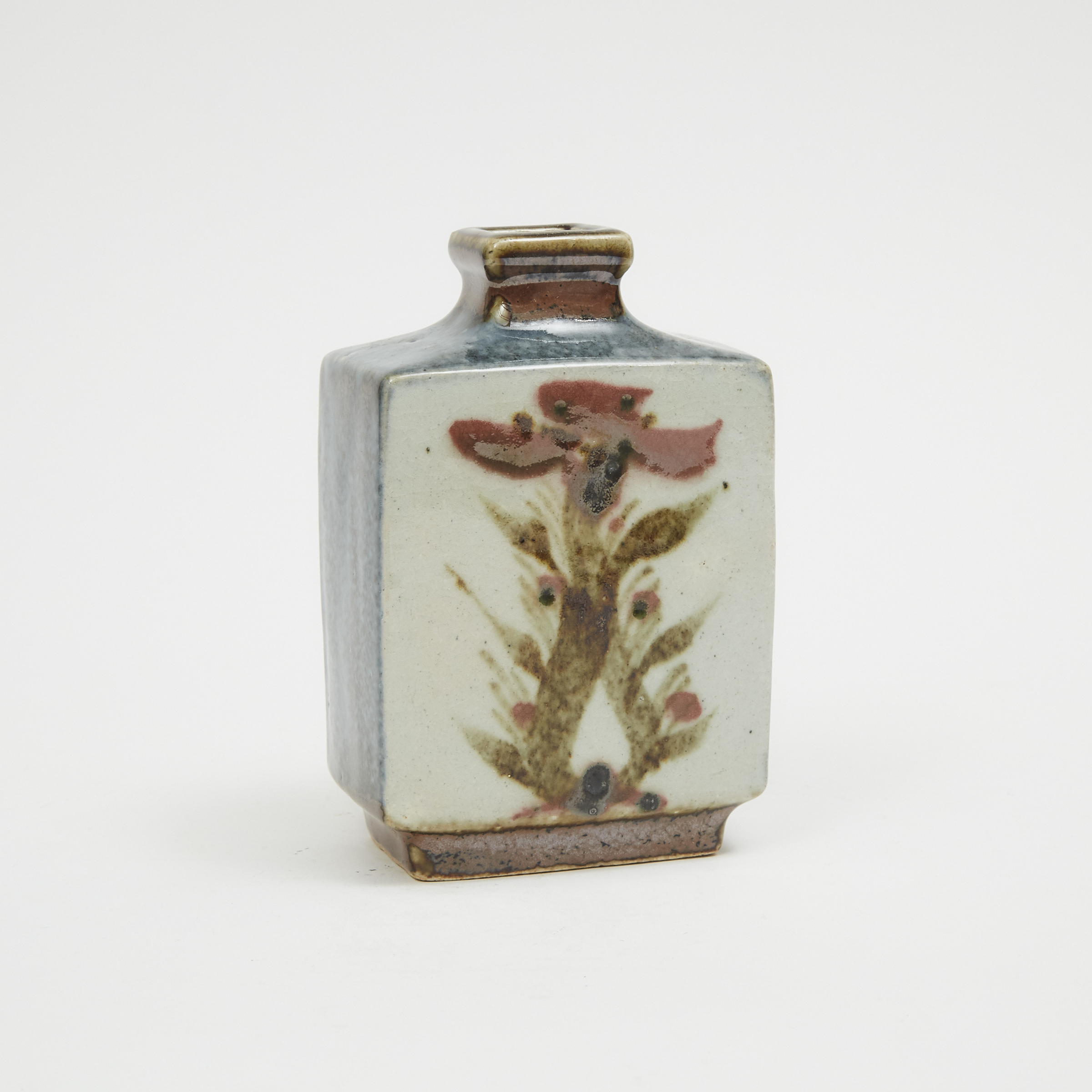 Takeichi Kawai (1908-1989), Stoneware Bottle Vase with Signed Tomobako Box