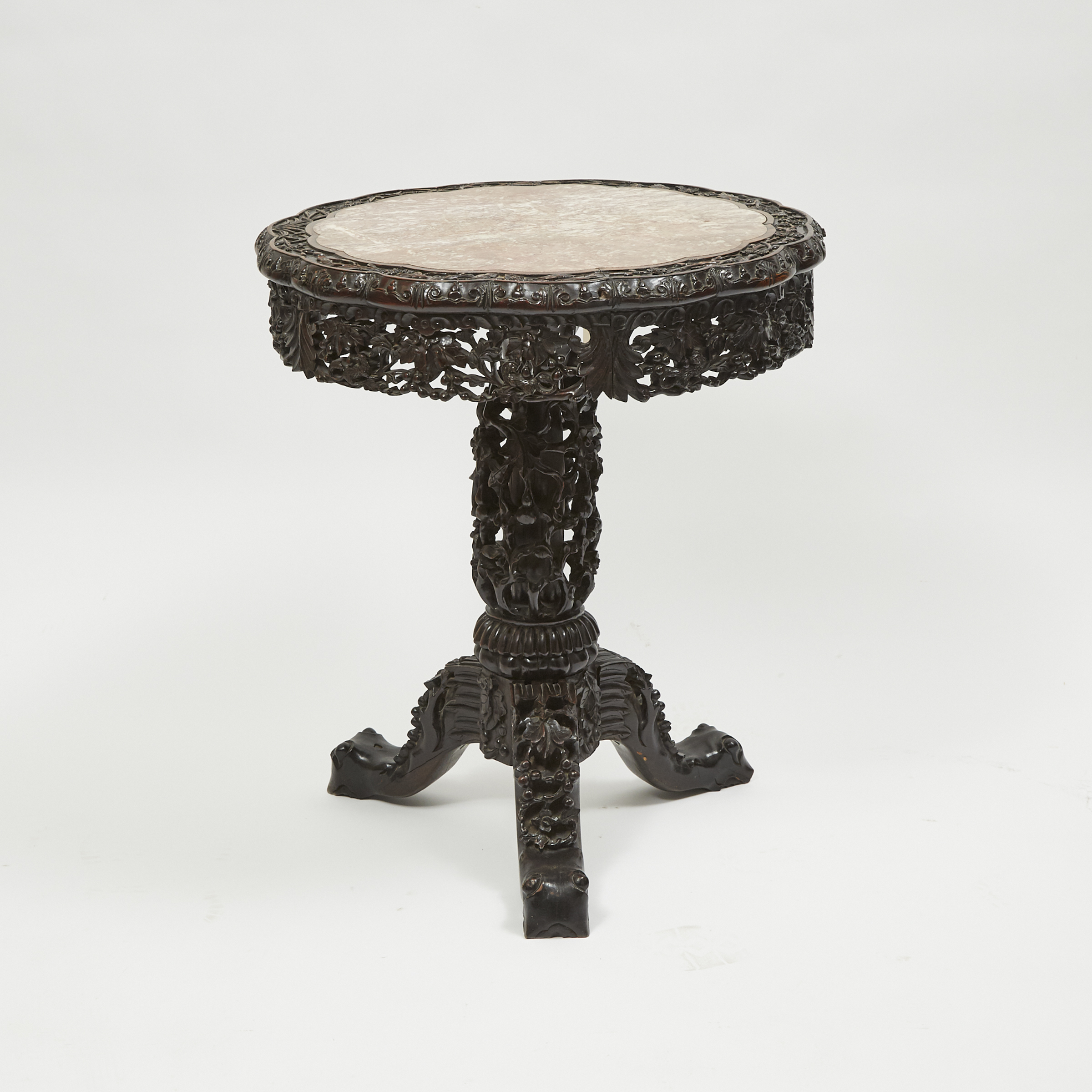 A Chinese Marble Inlaid Side Table, Late 19th/Early 20th Century