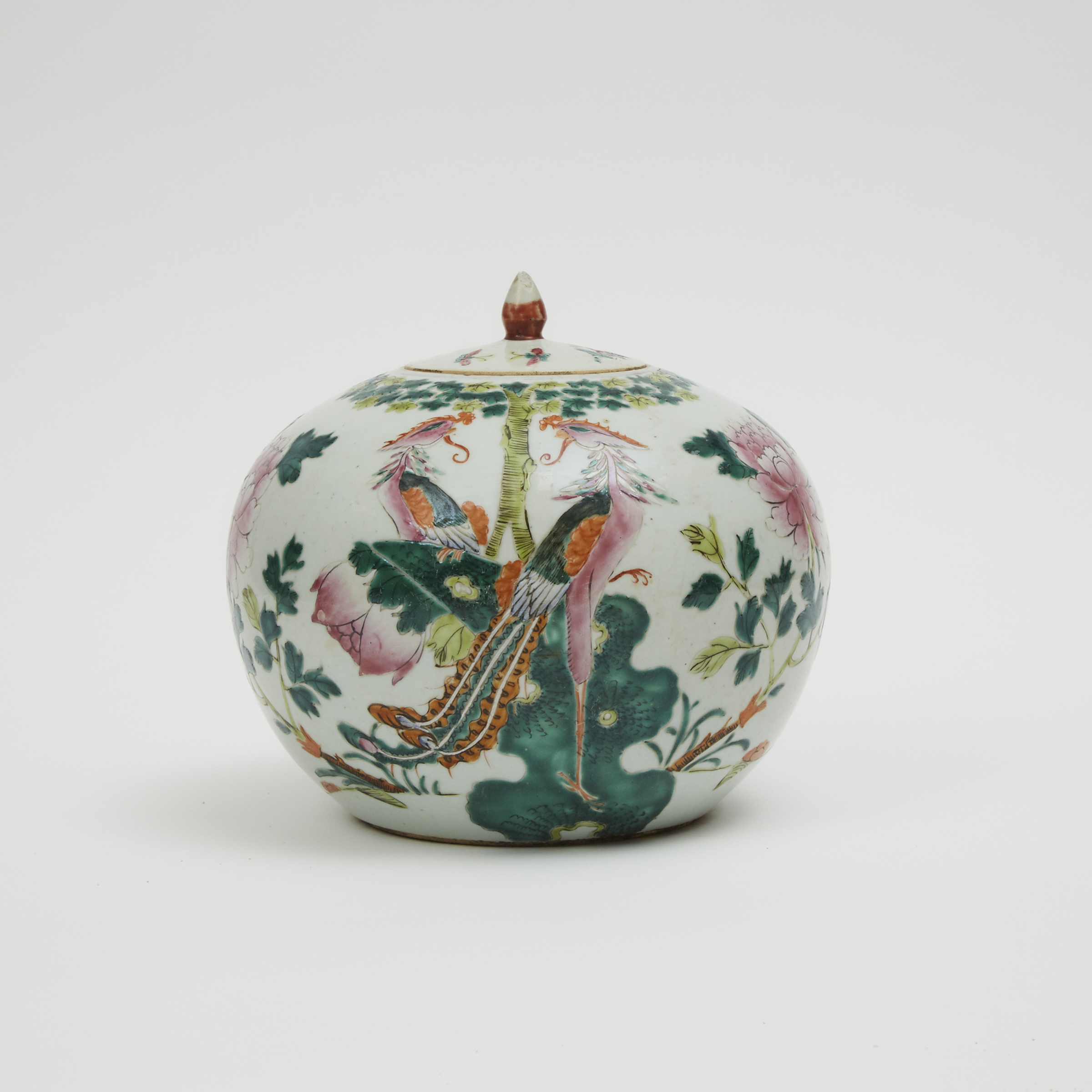 A Famille Rose 'Double Phoenix' Ginger Jar, 19th Century