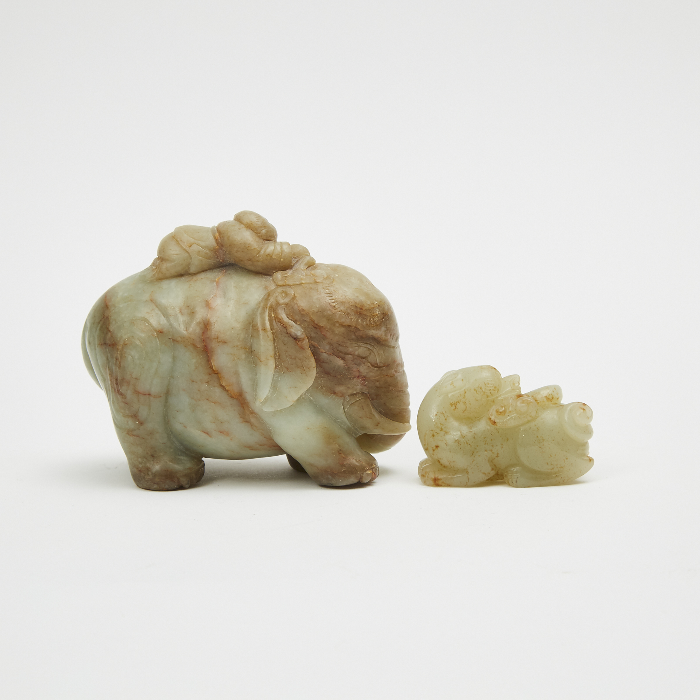 Two Chinese Jade Carved Beasts