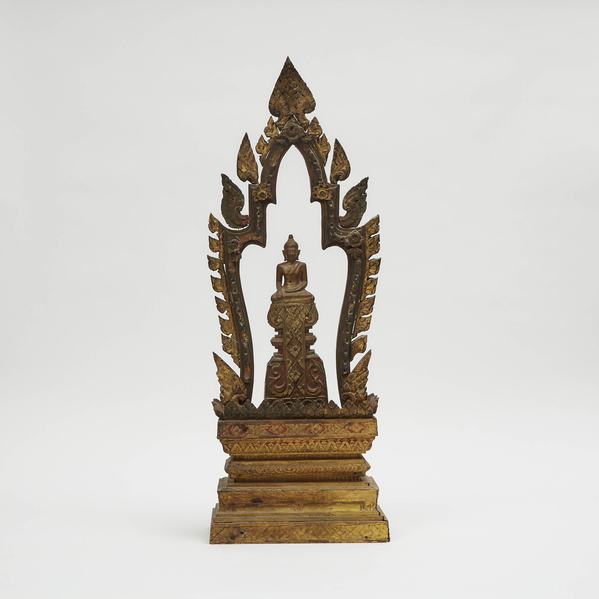 A Thai Wood Carved Buddha Shrine, 19th Century