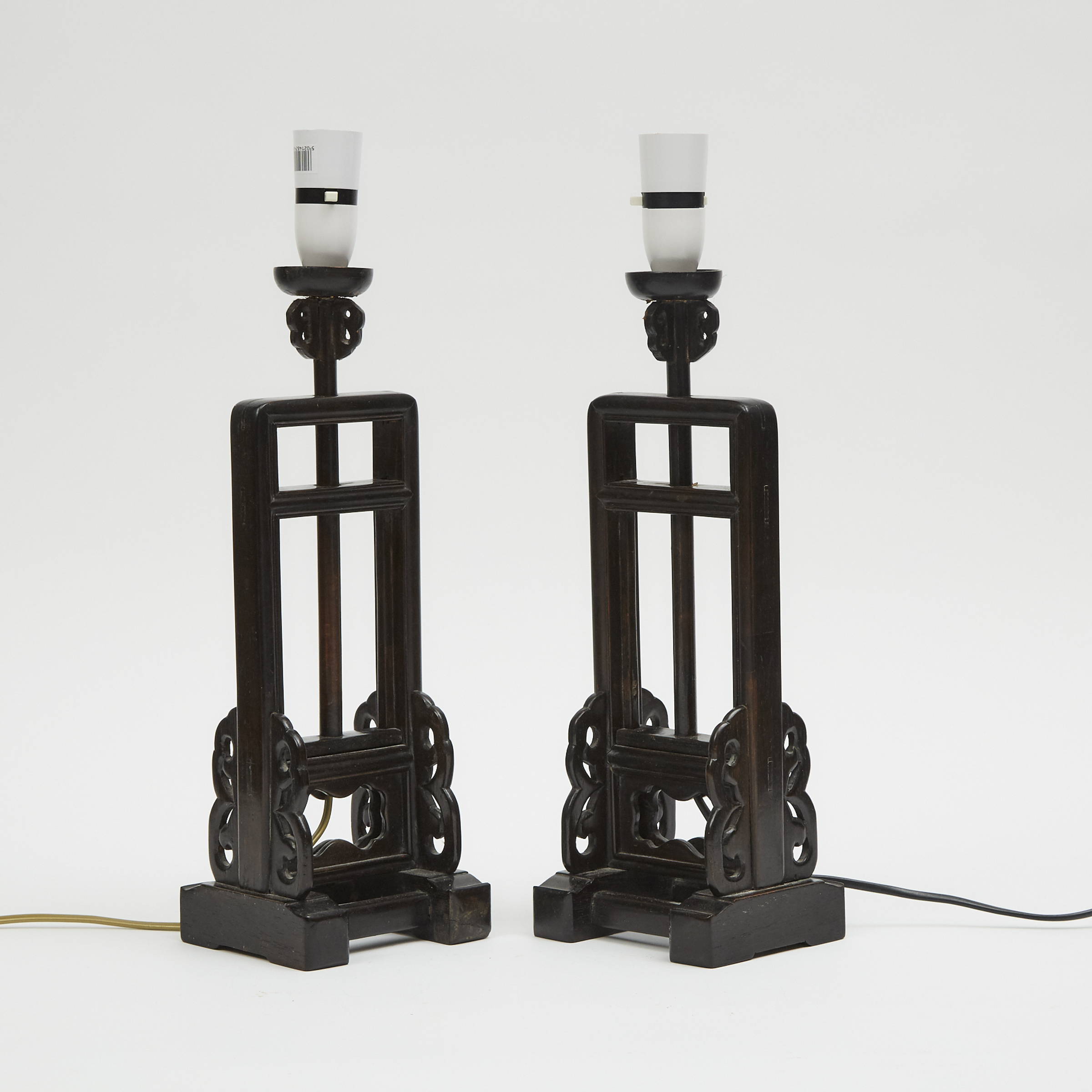 A Pair of Miniature Rosewood Lampstands