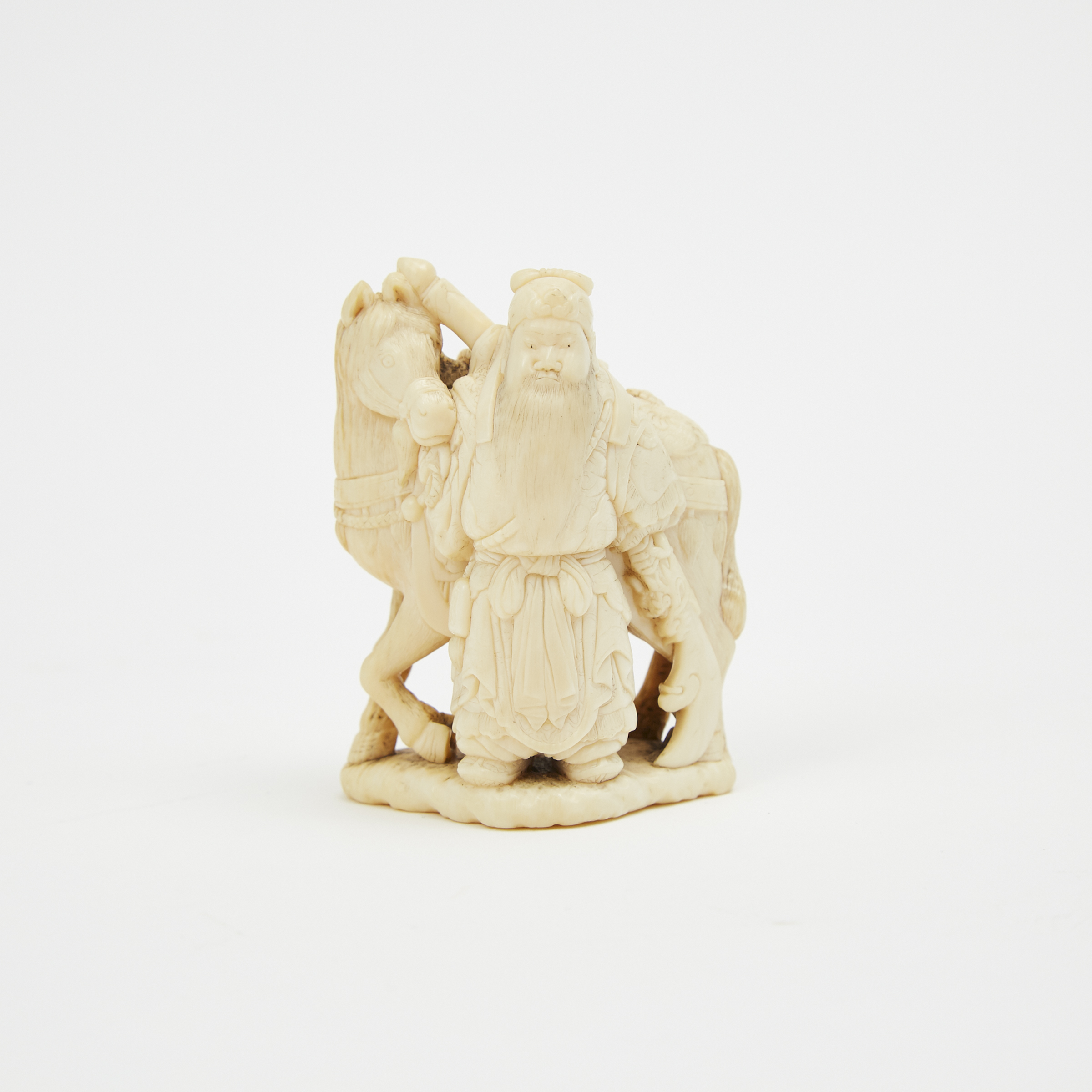 A Large Ivory Netsuke of the Chinese General Guanyu, 18th/19th Century