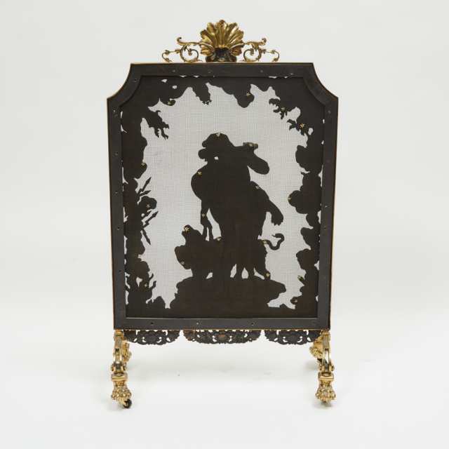 Large French Neo-Grec Brass Firescreen, c.1870