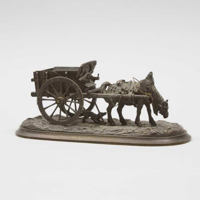 Russian School Bronze of Horse and Cart, after Lanceray , c.1900