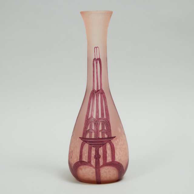 Legras Enameled Cameo Glass Vase, early 20th century