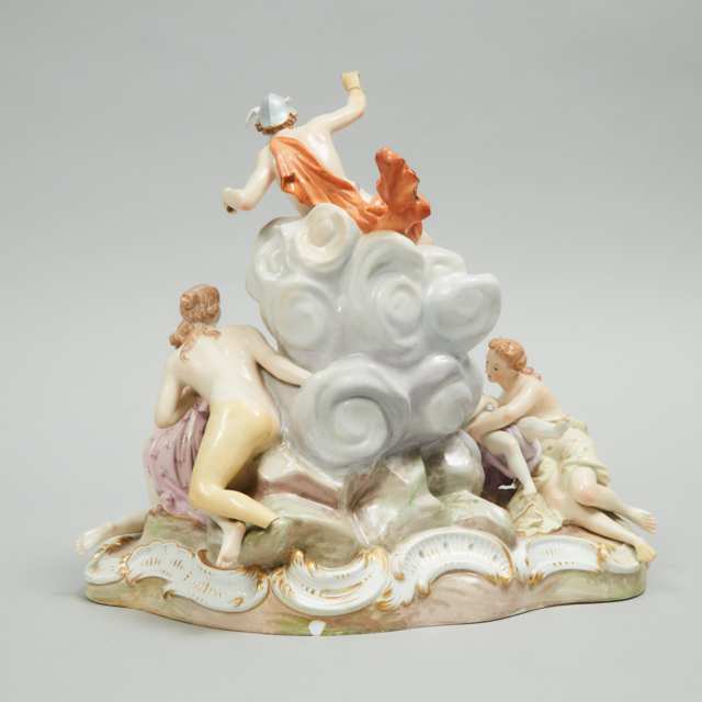 Meissen Figure Group of Mercury Confiding the Infant Bacchus to the Nymphs, late 19th century