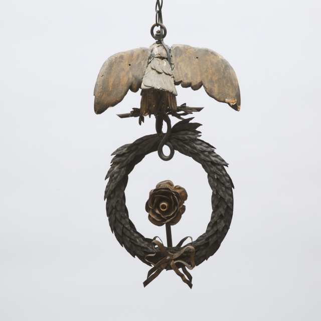 Federal Style Eagle and Wreath Form Hanging Lantern, 19th century