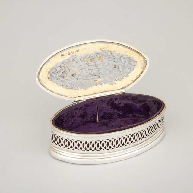 Silver Pierced Oval Box, late 18th century and later