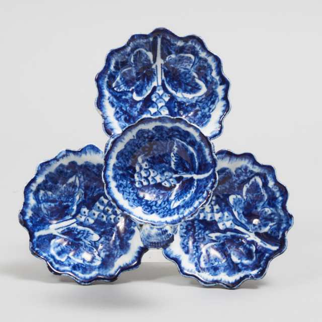 Bow Blue and White Triple Shell Sweetmeat Stand, c.1765