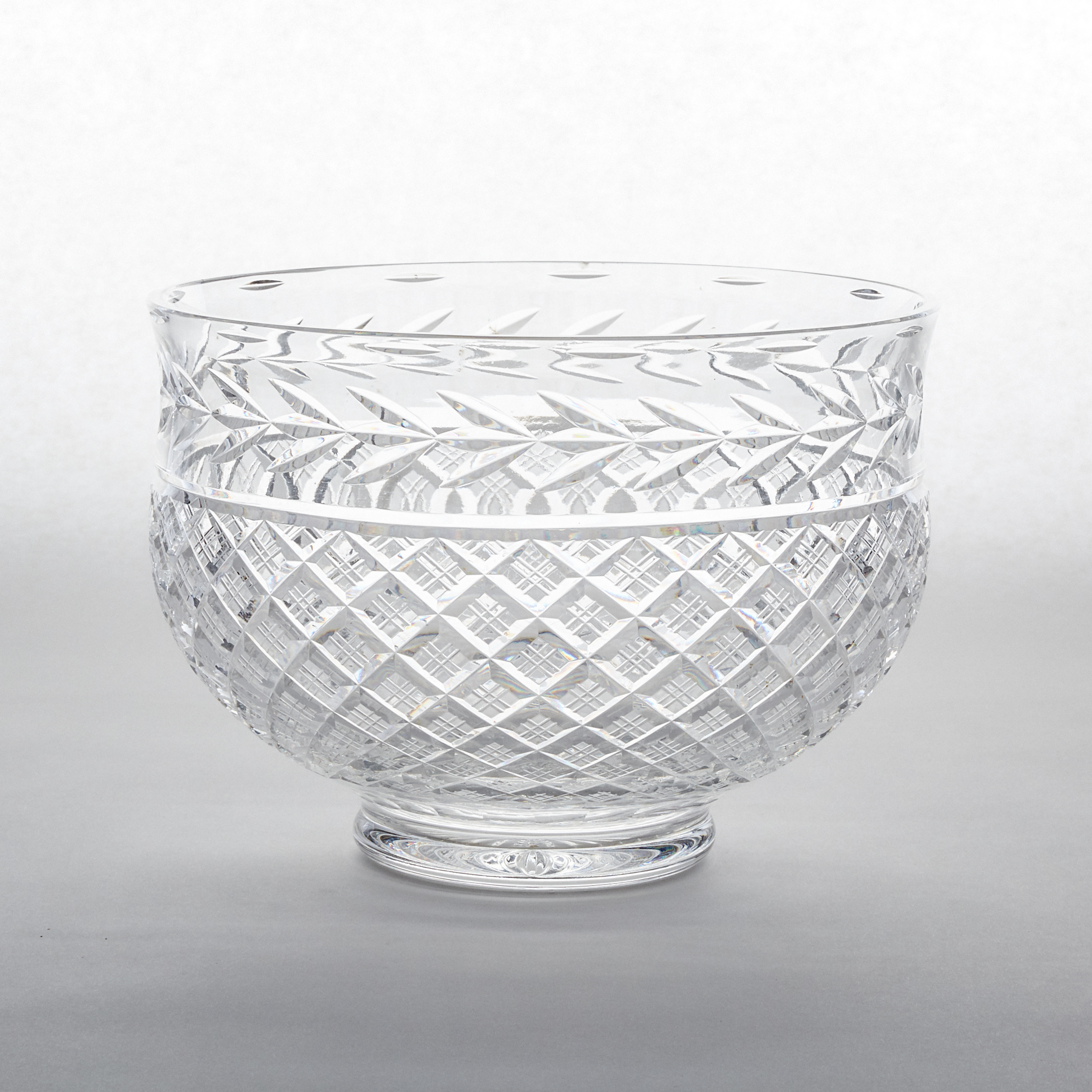 Large Waterford 'Glandore' Cut Glass Punch Bowl, 20th century