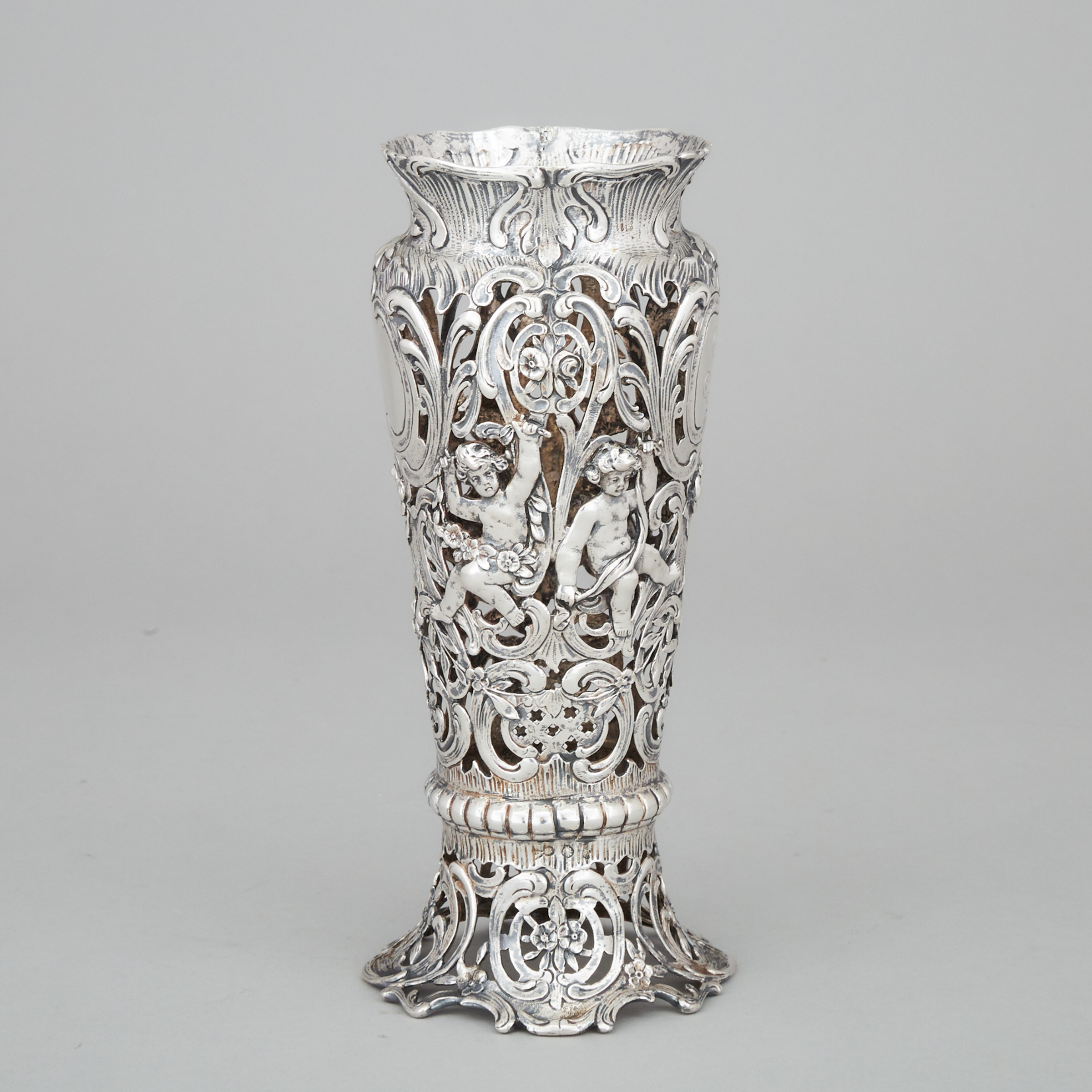 German Silver Openwork Vase, Storck & Sinsheimer, Hanau, c.1900