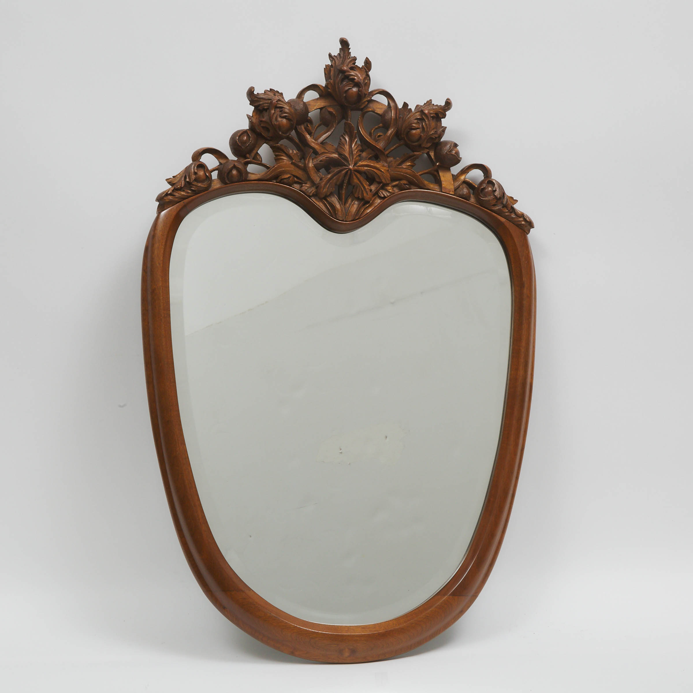 Contemporary Carved Walnut Mirror by André Ransberry, (Canadian, 1944-2020), late 20th century