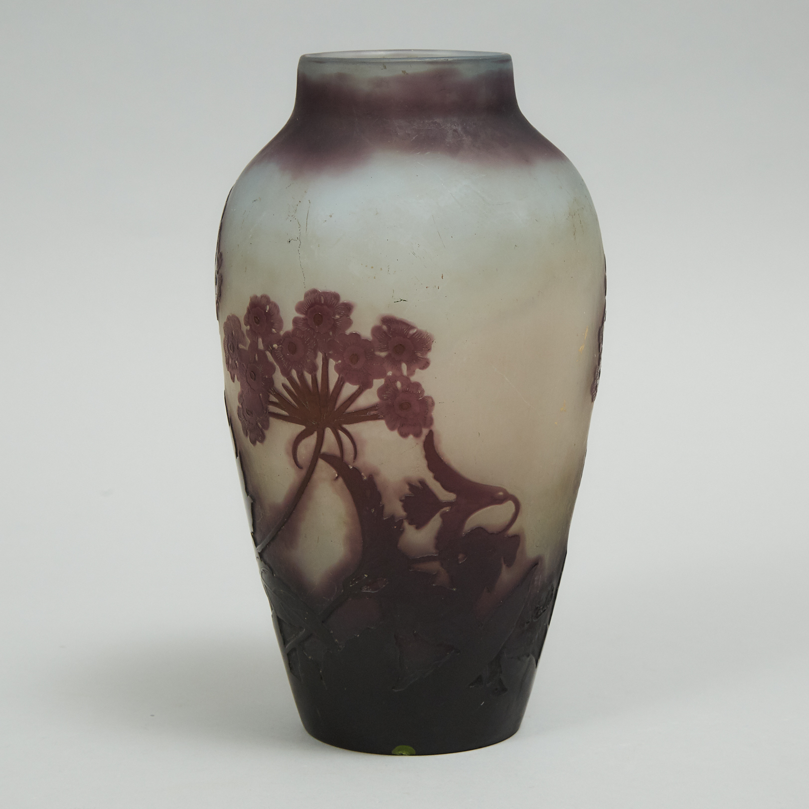 Gallé Cameo Glass Primula or Hydrangea Vase, c.1900