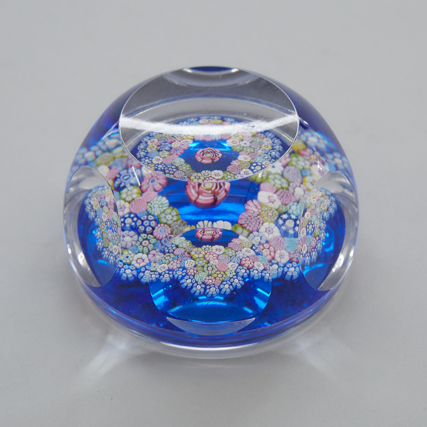 Whitefriars Faceted Millefiori Glass Paperweight, 1979