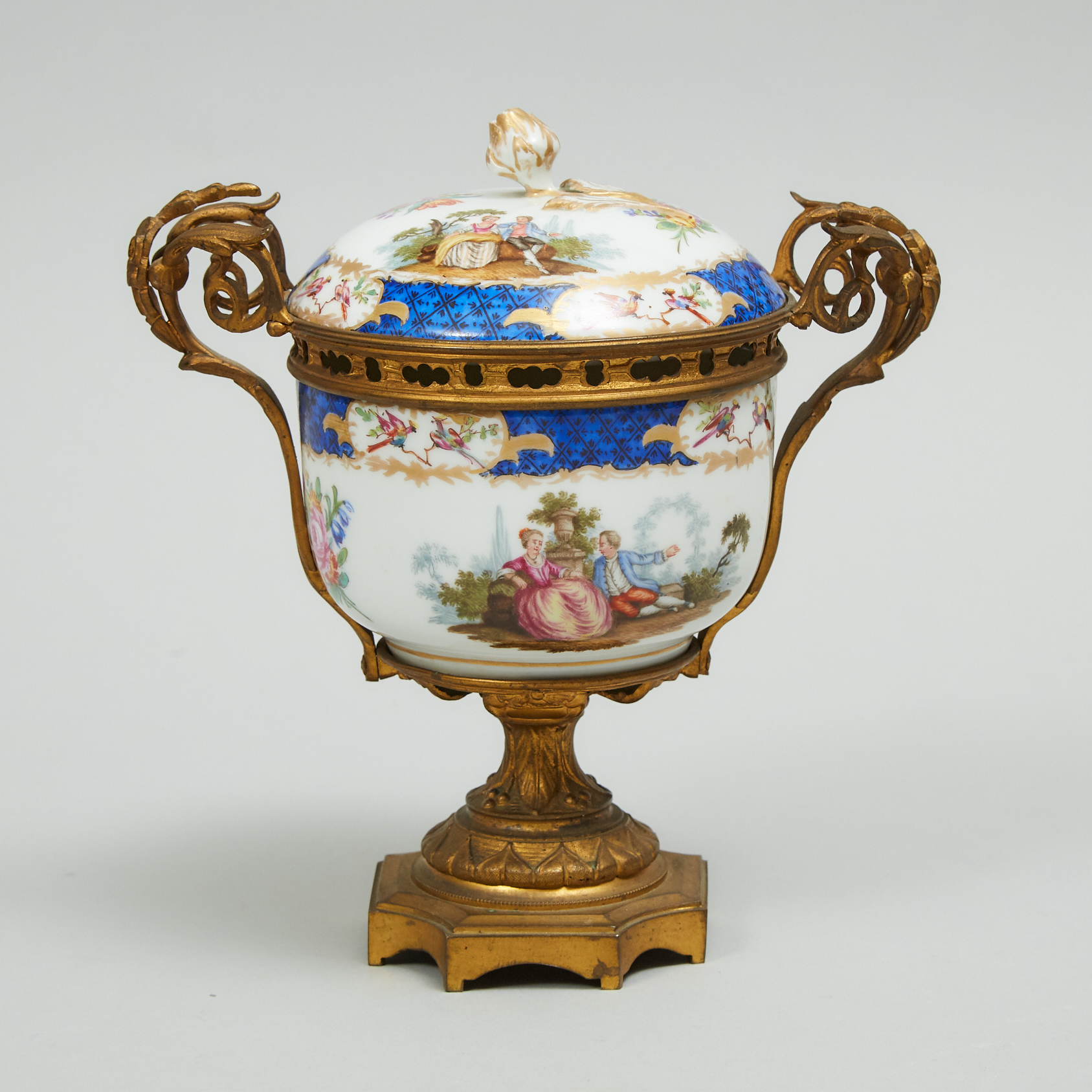 Gilt Bronze Mounted Meissen Two-Handled Pot-Pourri Vase and Cover, late 19th century