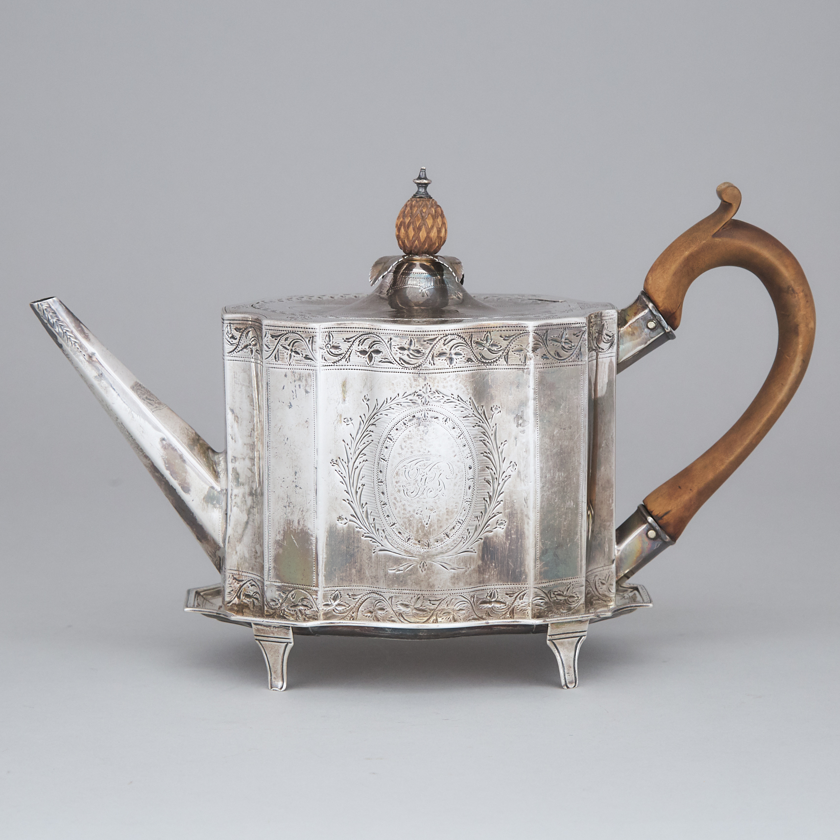 George III Silver Teapot and Stand, Thomas Holland, London, 1792