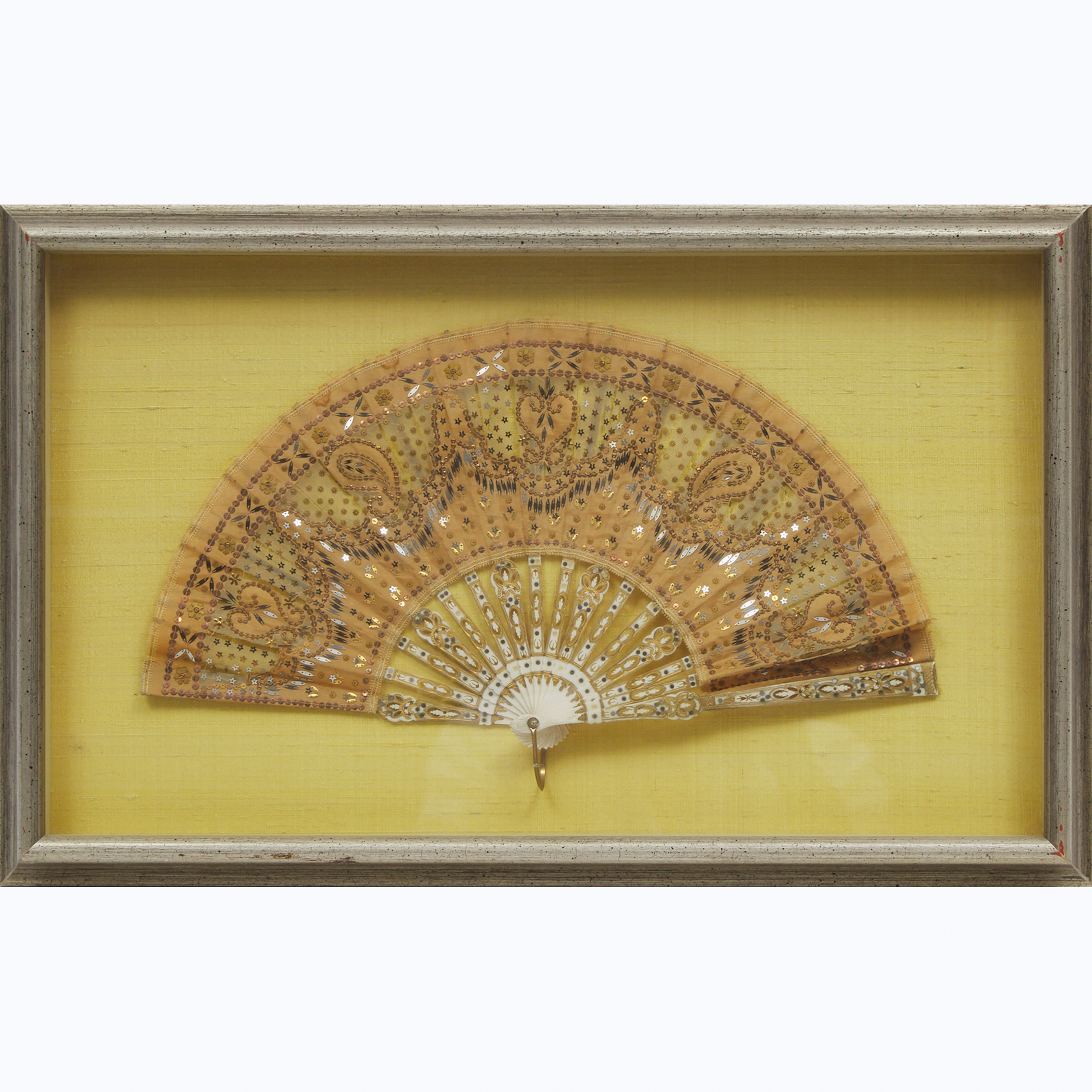 Frame Cased French Sequined Silk Fan, early 20th century