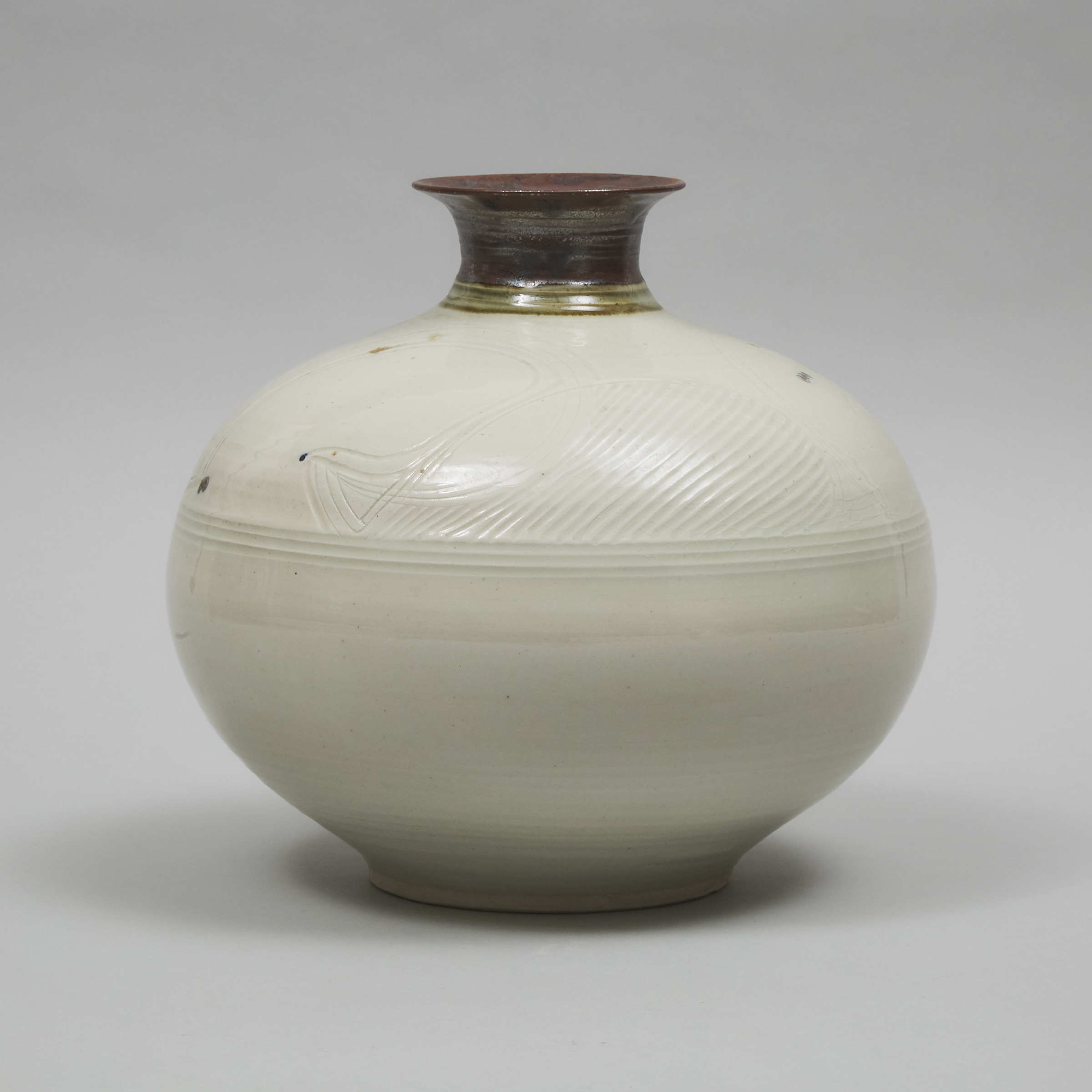 Kayo O'Young (Canadian, b.1950), Incised and Partly Glazed Vase, 1978