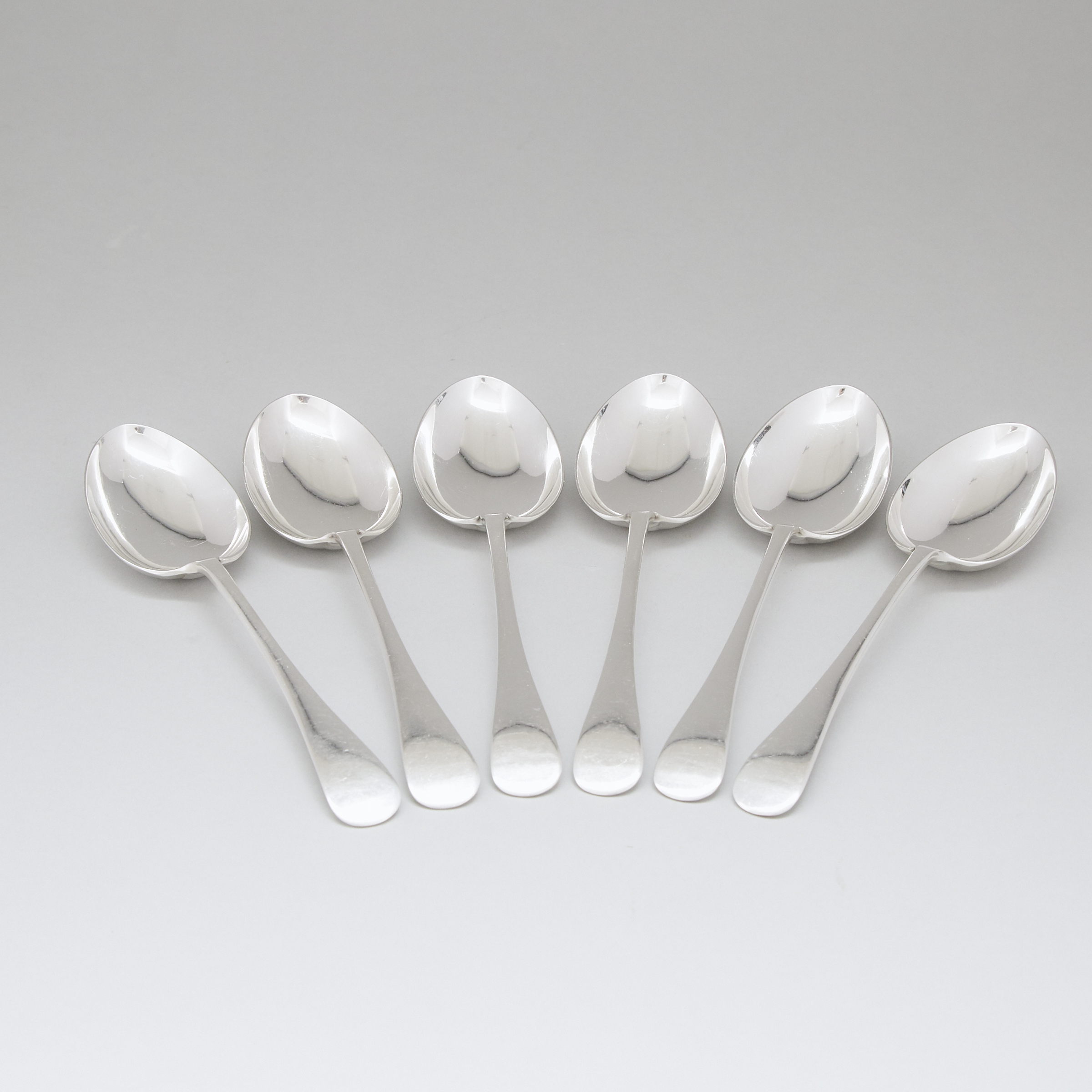 Six English Silver Old English Pattern Table Spoons, Frank Cobb & Co., Sheffield, 1926