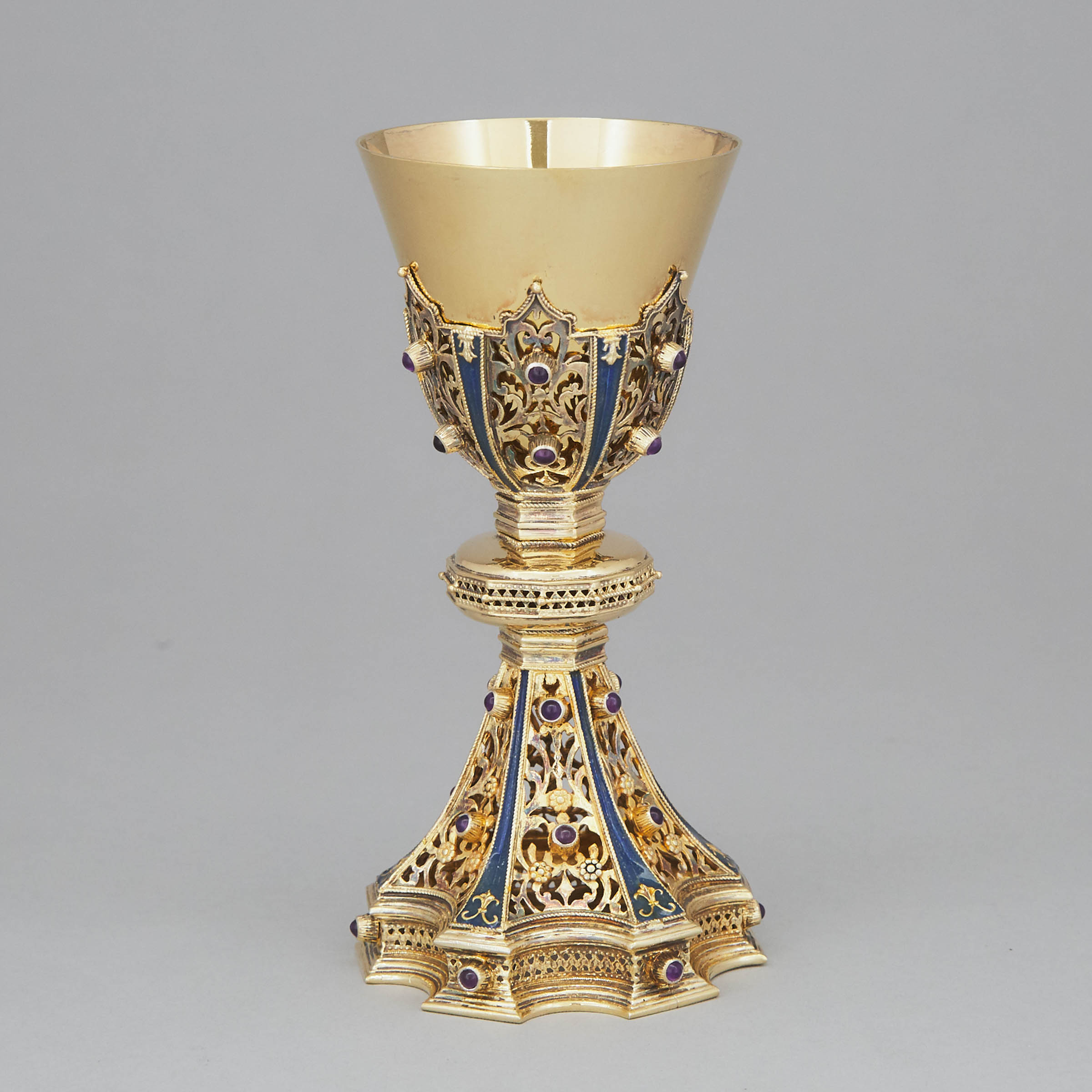 Continental Enameled Silver-Gilt Goblet, 20th century 