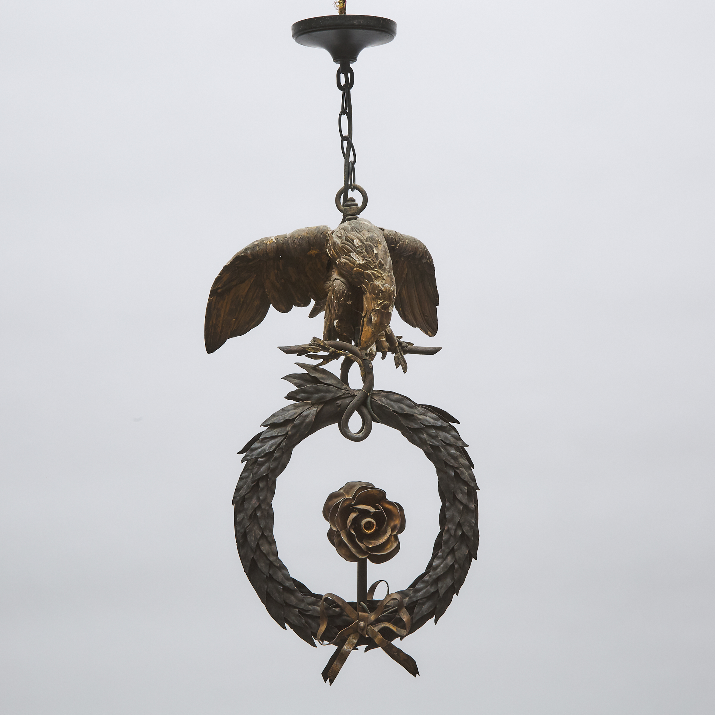 Federal Style Eagle and Wreath Form Hanging Lantern, 19th century
