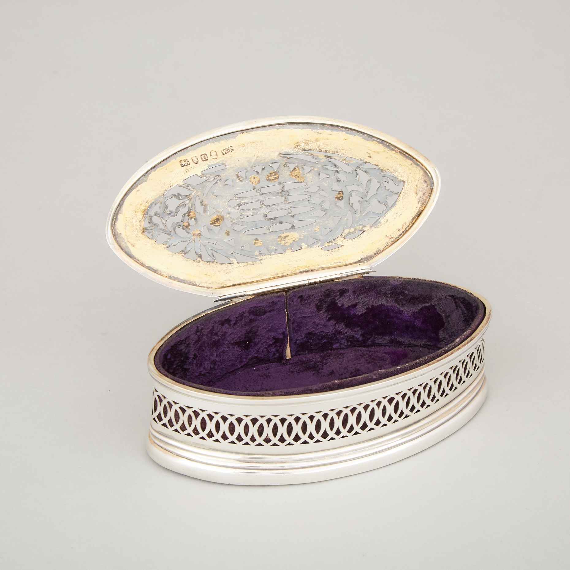 Silver Pierced Oval Box, late 18th century and later