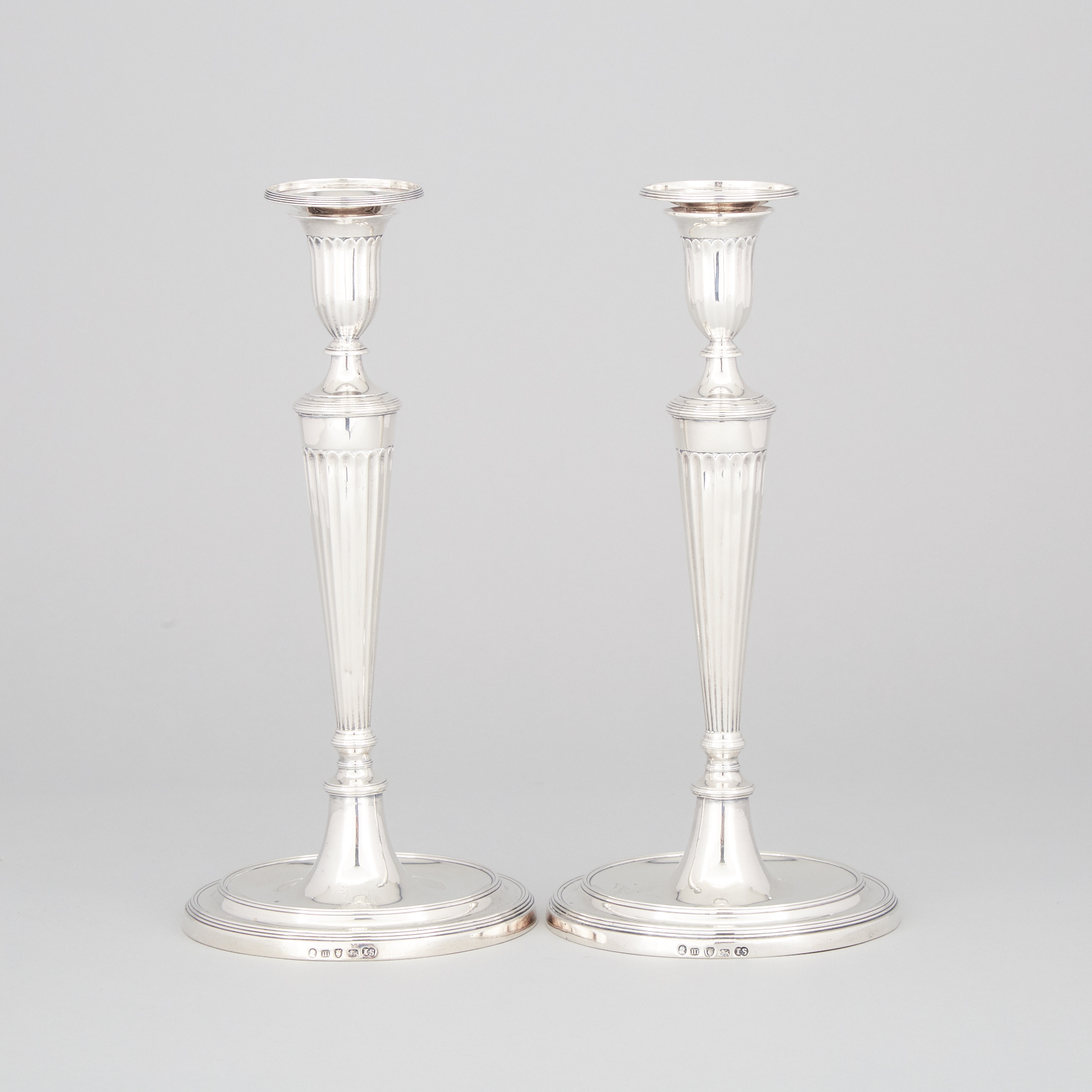 Pair of George III Silver Table Candlesticks, John Schofield, London, 1787